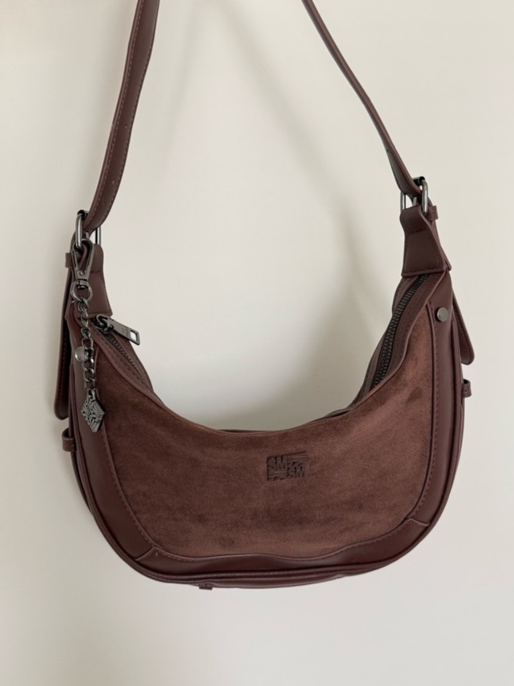 Steve Madden Chocolate Brown Suede Shoulder Bag
